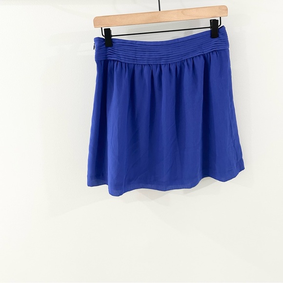 Loft Tuxedo Pleated Chiffon A Line Skirt Cobalt Blue Size 0 Petite - Picture 6 of 6
